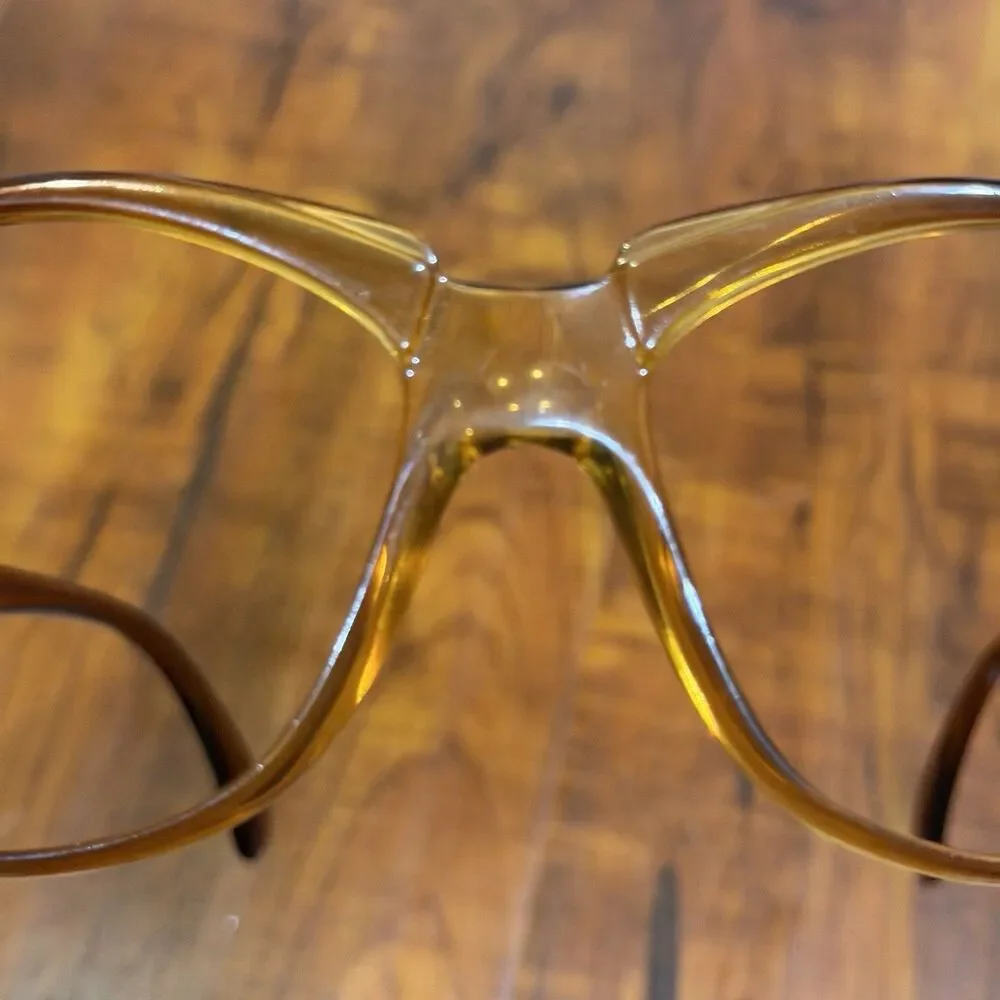 Rare Vintage Givenchy VI Unico Canada Optyl Amber Brown Eyeglass Frames Only
